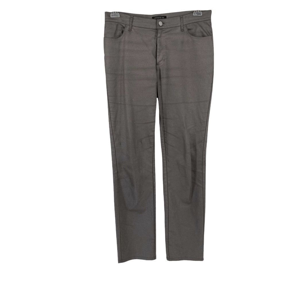 Lafayette 148 Jeans Gray Metallic Silver Slim Leg Pants Womens Size 8 Mid Rise